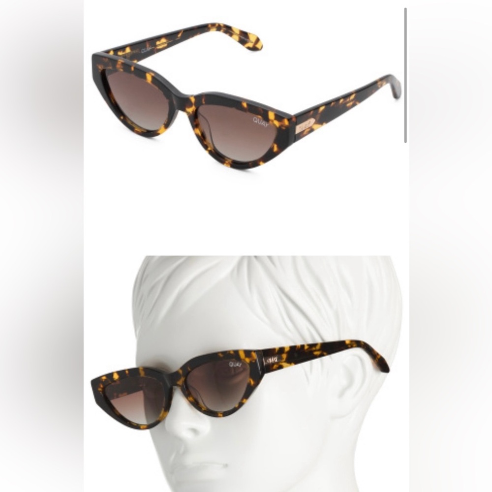 QUAY Narrow Down Sunglasses Polarized Tortoise Frame Brown Gradient Lenses Retro